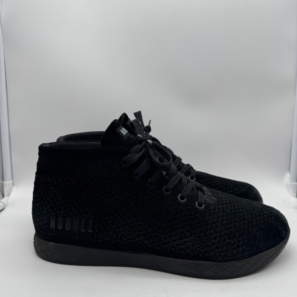 NoBull Black Mid Suede Lace-up Trainer Sneaker Lifting Shoes Men's 11